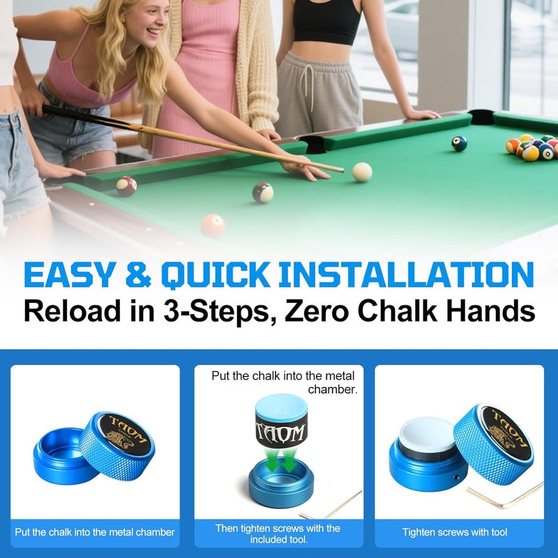 Banly TAOM Round Shaped Pool Chalk Holder, Portable Pool Chalk Cubes, Magnetic Mini Chalk Holder Pool Billiards, Pool Cue Chalk Case Container Box for Billiard Cue Tip Tool Pool Table Snooker Accessories - Image 5